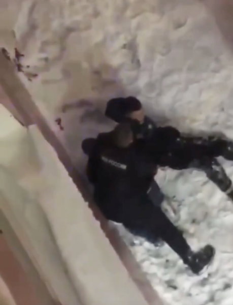 Кадр видео с дракой между подростками и полицейскими