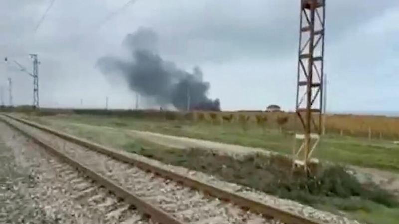 Место падения вертолета в Дагестане